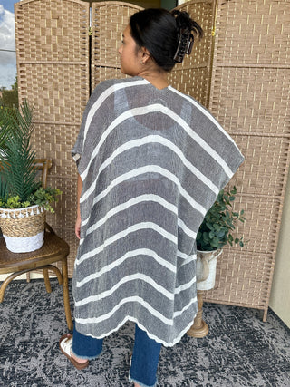 Alternate view of POL Charcoal Beach Bum Kimono

