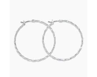 Twisted Silver Hoop Earrings