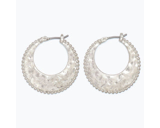 Burnished & Hammered Silver Hoops