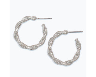 Silver Twisted Hoop Earrings