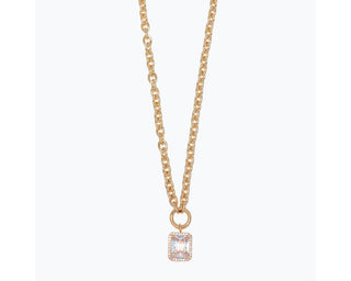 Gold Chain w/ Sparkling Faceted Crystal Pendant Necklace