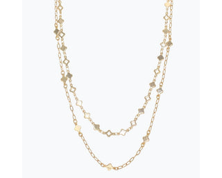 Gold Layer Chain with Clovers Necklace
