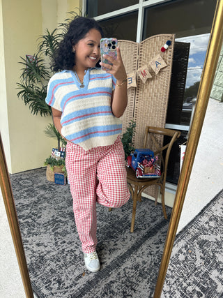 Alternate view of Sunday Brunch Red Gingham Gypsy Fit Pants
