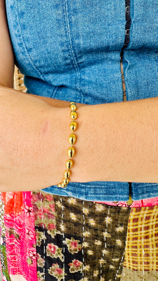 Gold Rice Bead Magnetic Closure Bracelet
