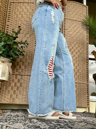 Alternate view of Easel Freedom Factory Distressed Jeans
