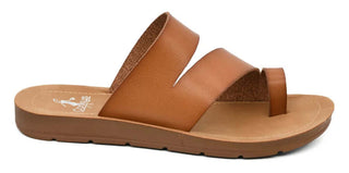 Alt text: "CORKYS Just a Fling Brown Sandals on Final Sale - Stylish and Comfortable Footwear for Any Occasion