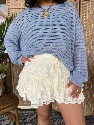 Alternate view of Oh Bouy! BLUE Slouchy Sweater Top
