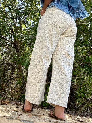 Alternate view of Cream & Ditzy Blue Floral Gypsy Fit Button Fly Pant
