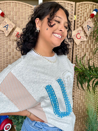 Alternate view of USA Pearl Heather Terry Top Oversized
