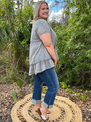 Alternate view of Charcoal Ruffle Bottom Top
