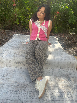 Listicle Gypsy Fit Zebra Print Barrel Jeans