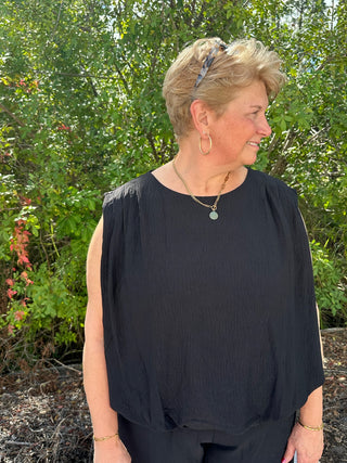 Oddi BLACK Sleeveless Top and Wide Leg Pant Set