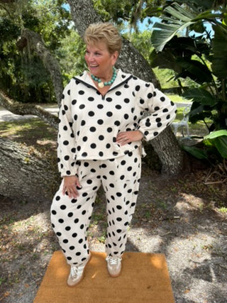 The Sweet Spot Ivory & Black Dot Pant Set

