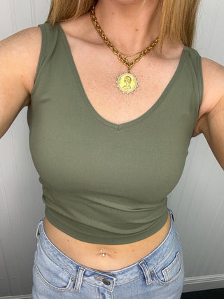 Alternate view of SMOKEY OLIVE Buttery Soft Reversible Seamless Tank
