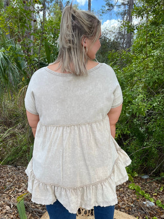 Alternate view of Ecru Ruffle Bottom Top
