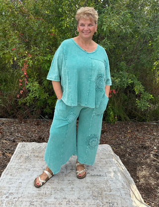 Easel Teal Mineral Wash Crochet Patch Detail Set