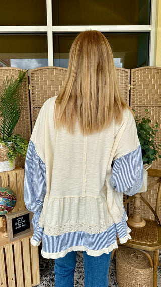 Alternate view of Boho Shores Blue Seersucker Tunic Top
