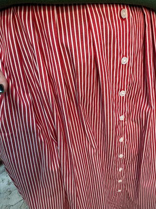 Star Drop Red Stripe Button Down Shirt Maxi Dress