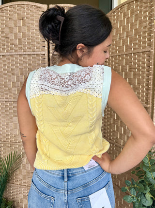Alternate view of POL LEMON YELLOW Sleeveless Sweater Top

