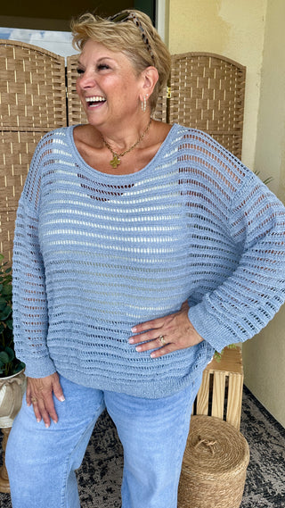 Alternate view of Oh Bouy! BLUE Slouchy Sweater Top
