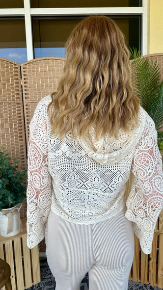 Natural Woman Crochet Hooded Top
