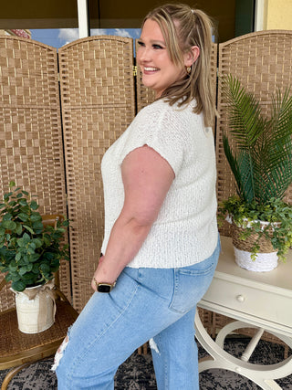 Alternate view of White Dolman Sleeve Slub Sweater Top
