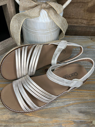 Alternate view of Corkys What About Now Gold Wedge Sandal

