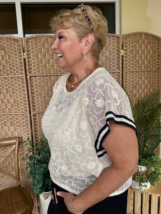 Alternate view of Human Nature Ivory Embroidered Top
