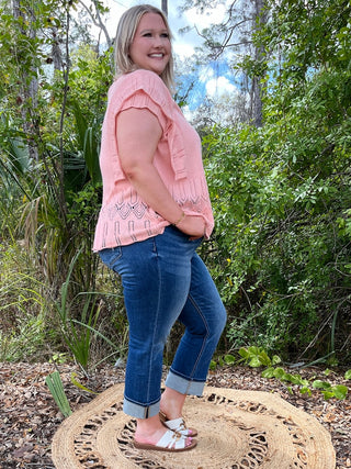 Salmon Pink Crochet Happy Day Top