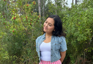 Cozy Co Pearl Washed LT WASH Denim Short Sleeve Shrug Top