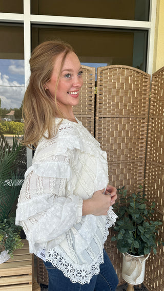 Alternate view of POL Cream Frills Southern Belle Top
