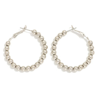 Silver Beaded Hoop Earrings