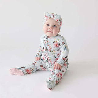Posh Peanut Melinda Ruffled Footie One Piece - Floral Design Baby Outfit with Ruffles, Perfect for Comfort and Style