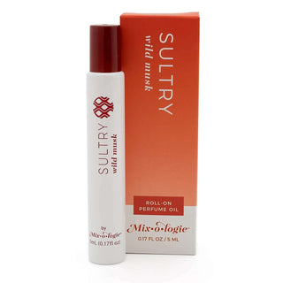 SULTRY Wild Musk Mixologie Rollerball Perfume in sleek bottle, ideal for on-the-go luxury fragrance lovers.