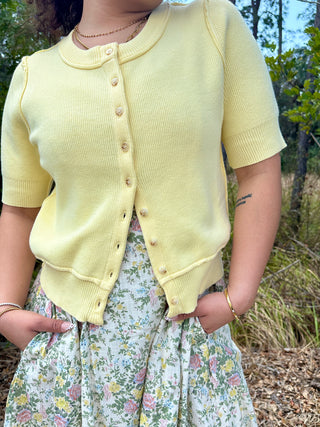 Butter Yellow Classic Cardigan Top