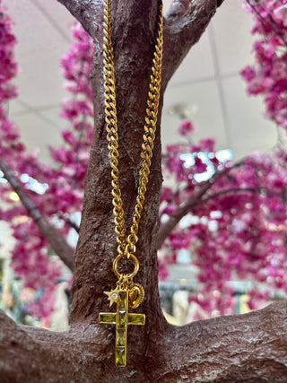 Alternate view of Sage Cross Charm Necklace Lauren Kenzie
