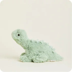 Warmies Long Neck Dinosaur Microwavable Plush in lime green with a textured surface, perfect for soothing warmth and comfort.