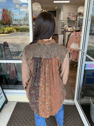 Young Threads Vintage Boho Embroidered & Patchwork Tiered Top
