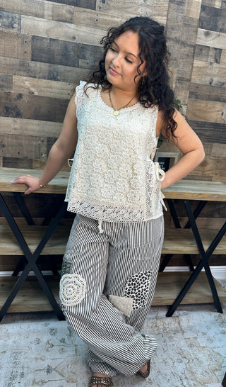 Alternate view of Like Love Cream Lace Crochet Sleeveless Top

