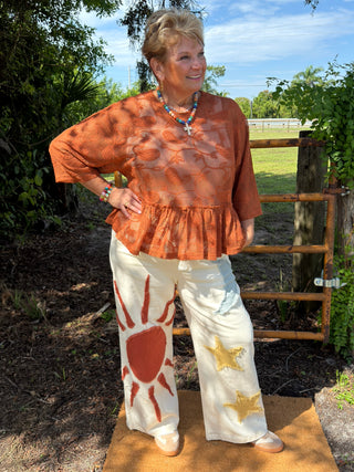 Alternate view of Cosmic Cutie Ivory Wideleg Pants
