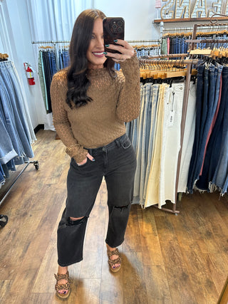 Davi & Dani Chocolate Mesh Layer Top