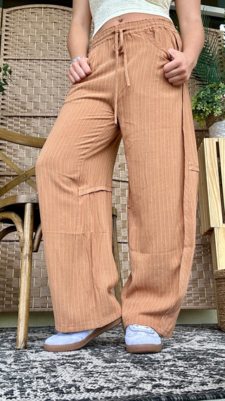 Walking on a Thin Line CAMEL Relaxed Fit Pants
