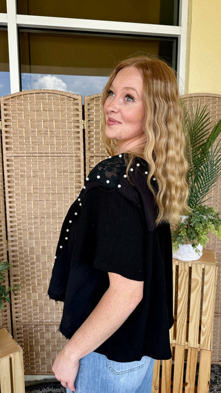 POL Black & Pearl Lace Darlin' Top
