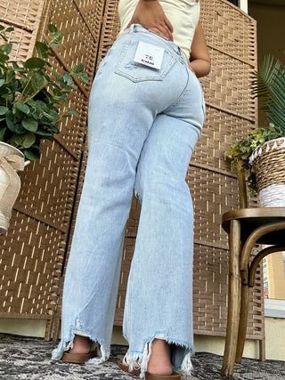 Alternate view of MICA W3522LT Jeans Super High Lt Wash Distressed Straight Leg
