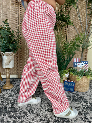 Alternate view of Sunday Brunch Red Gingham Gypsy Fit Pants

