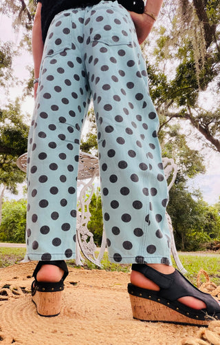 Alternate view of Easel Ocean Blue Dot Gypsy Fit Pants
