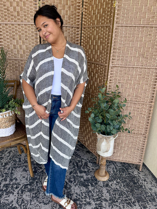 Alternate view of POL Charcoal Beach Bum Kimono
