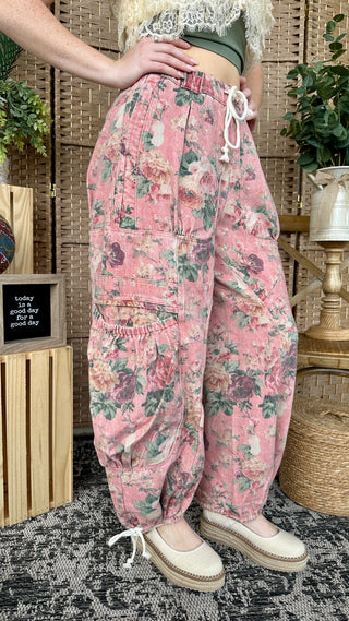 Alternate view of Pink Moon Bloom Floral Wideleg Jogger Pants
