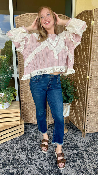 Alternate view of POL Pink Frills Southern Belle Top
