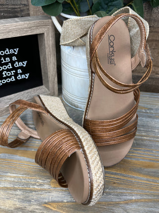Alternate view of Corkys What About Now Cognac Brown Wedge Sandal
